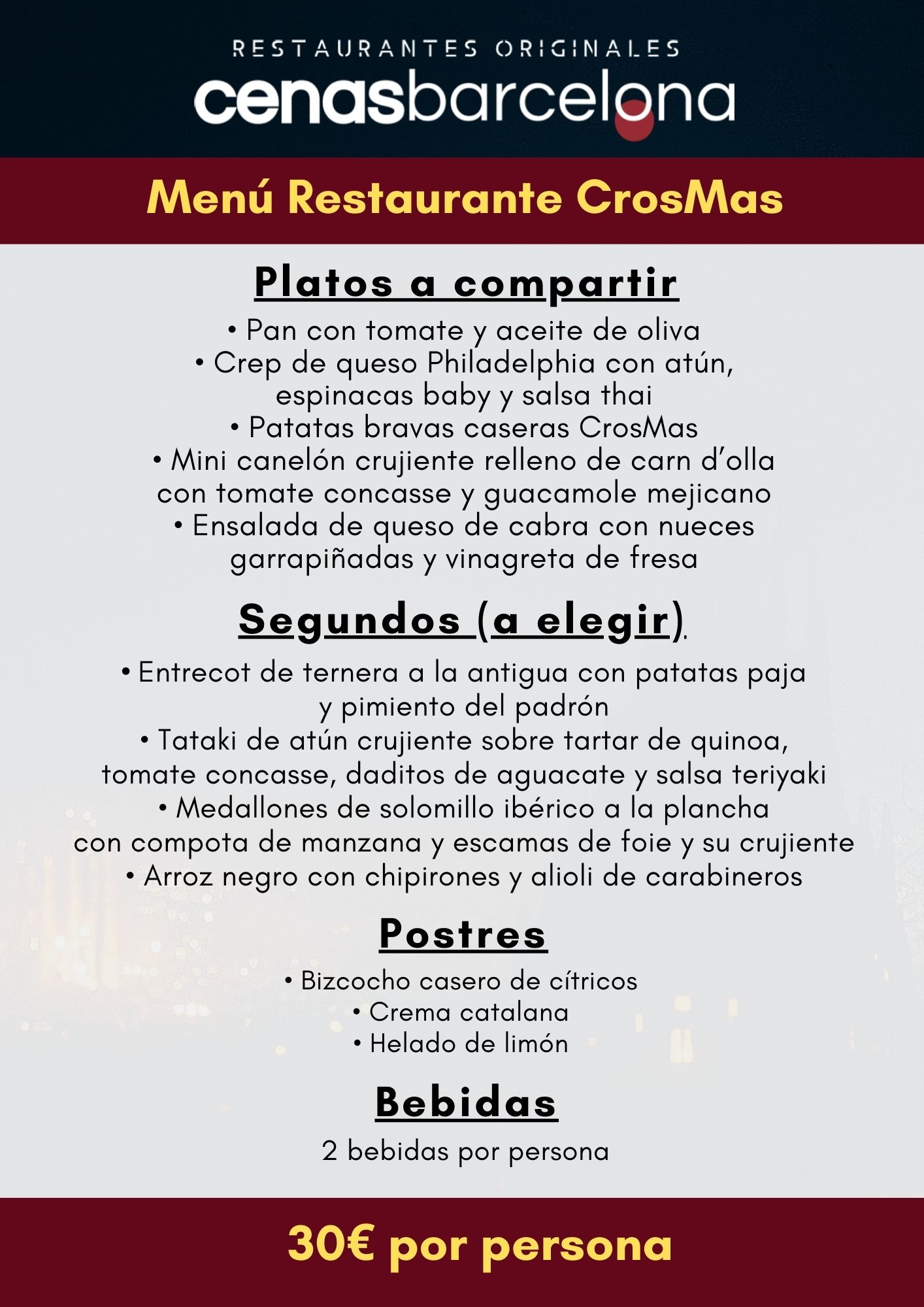 Menú 2026 Restaurante Casanova | Restaurantes Originales | Cenas Barcelona