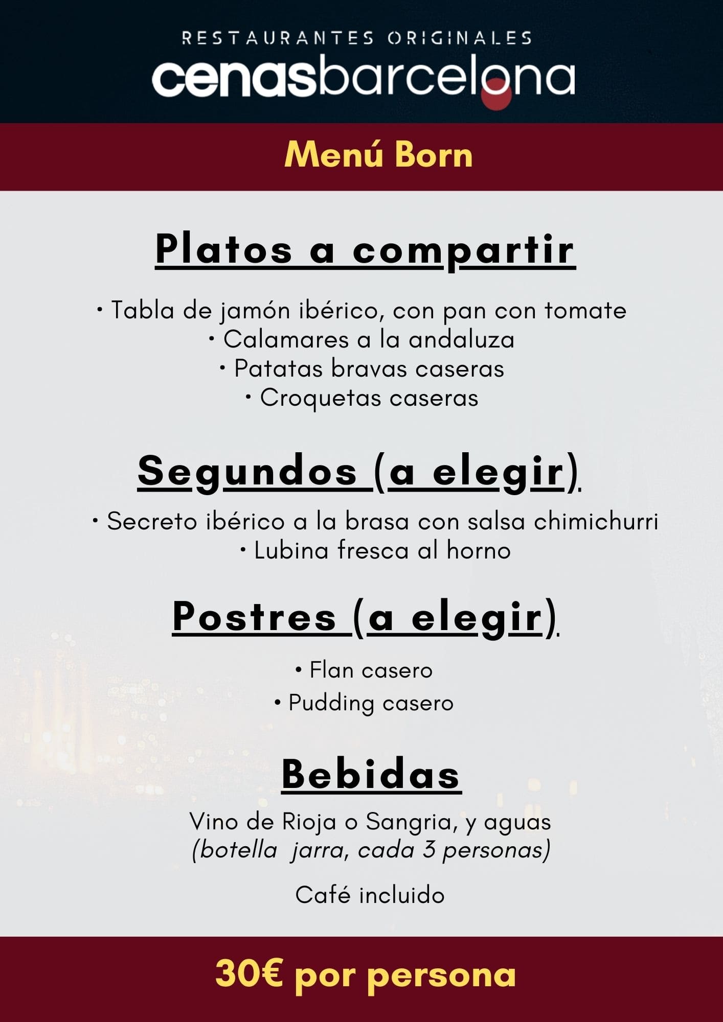 Menú de Born 2024 | Restaurantes Originales | Cenas Barcelona