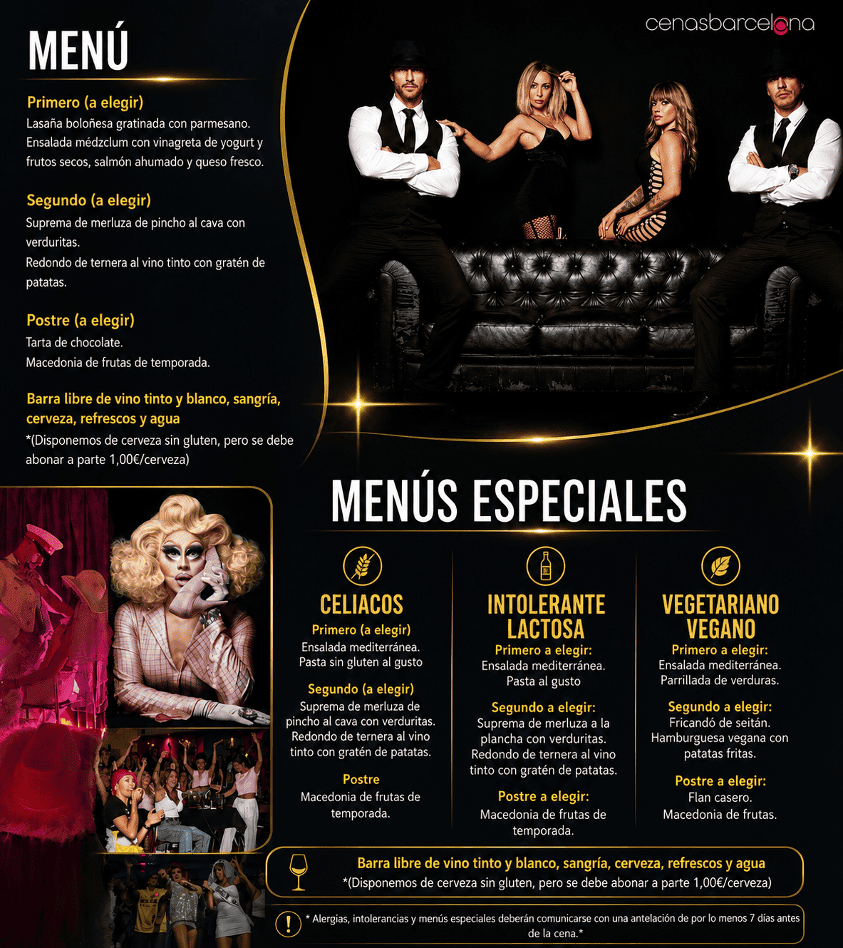 Menu de El Templo del Placer | Cenas Barcelona